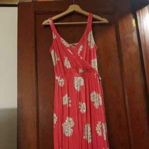 Long pink floral maxi dress